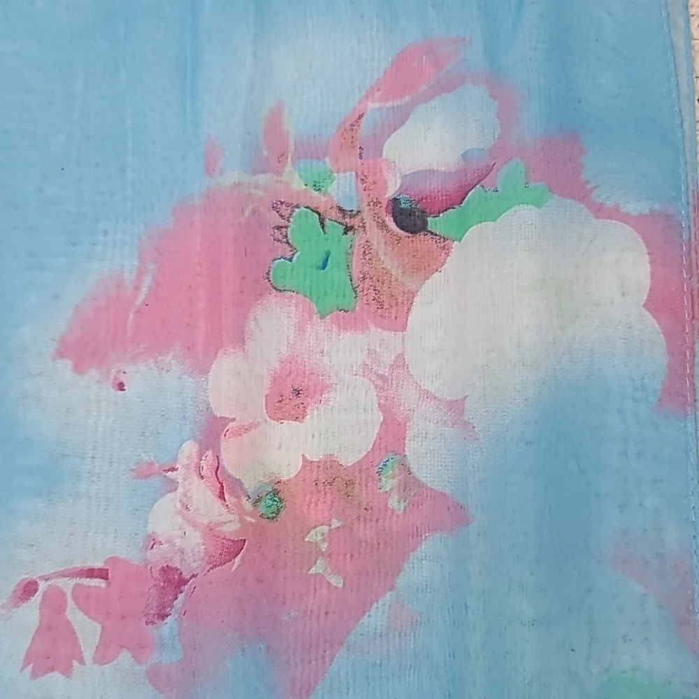Unbranded Flowy Vibrant Floral Sheer Chiffon Classic Oblong Scarf Bl/Pnk Multi